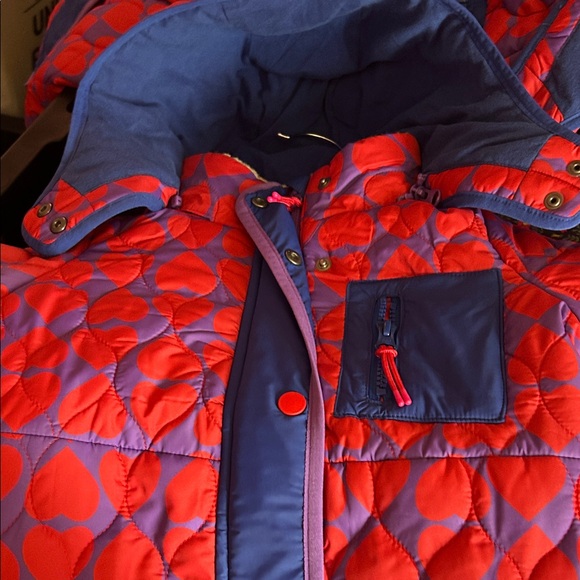 Mini Boden Cosy Longline Coat Purple Heart Print - Picture 3 of 7